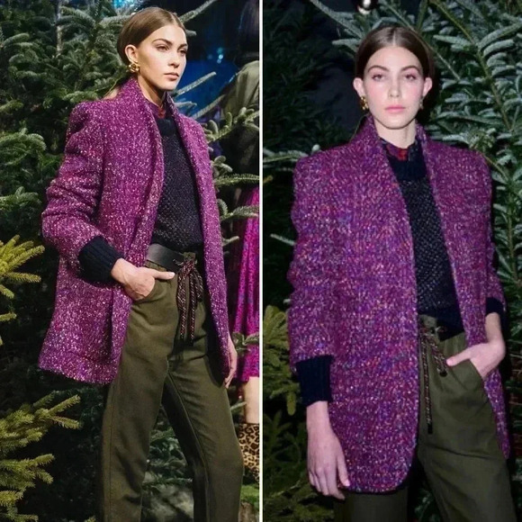 Veronica Beard Crispin‎ Open Front Sweater Coat Purple Tweed Oversized S… - Picture 9 of 13